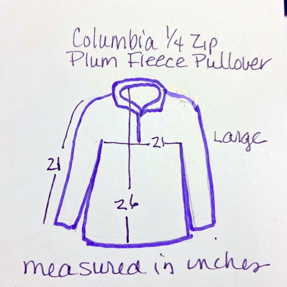 Columbia 1/4 Zip Plum Light Weight Fleece Pullover Size Large - Picture 6 of 7